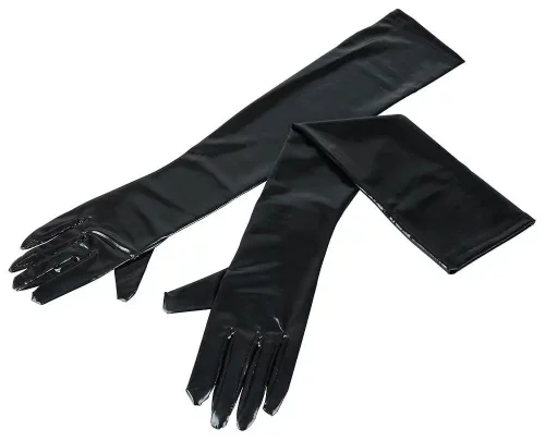 Dlhé lakované čierne rukavice